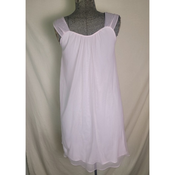 Vintage 60s 70s Movie Star Pink Nightgown Layered Bow Lingerie Small Lace Baby - Picture 4 of 8